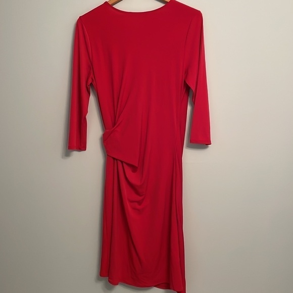 NWT Max and Cleo Red 3/4 Length Sleeve Wrap Style Midi Dress Size L - Picture 6 of 7